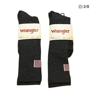 Wrangler Men’s Charcoal Gray American Flag Patriotic Socks, 2 Packs, Size L, NWT